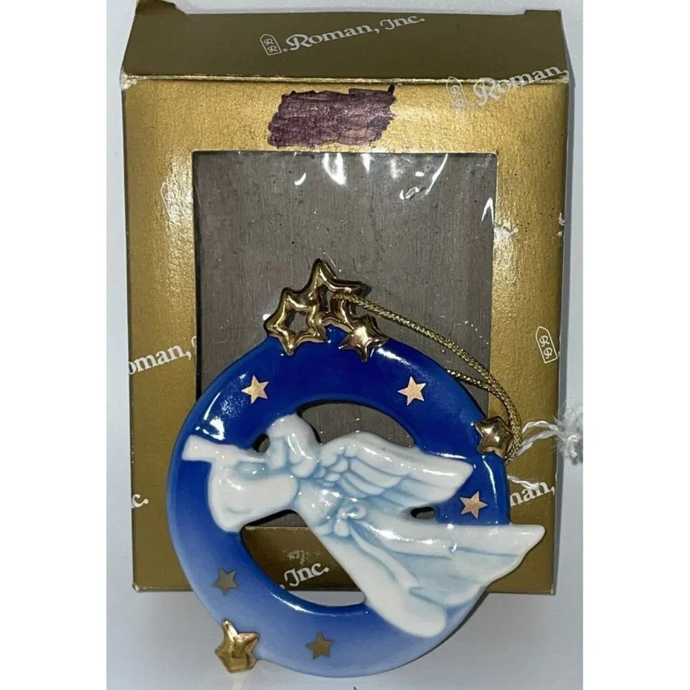 Roman Inc Porcelain‎ Glazed Angel Christmas Holiday Ornament 3"